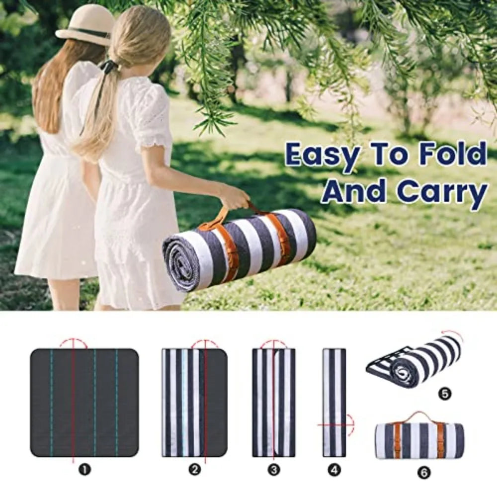 Extra Large 80" X 80" Picnic Blanket Waterproof And Foldable Beach Blanket for Outdoor Picnics And Beach Days