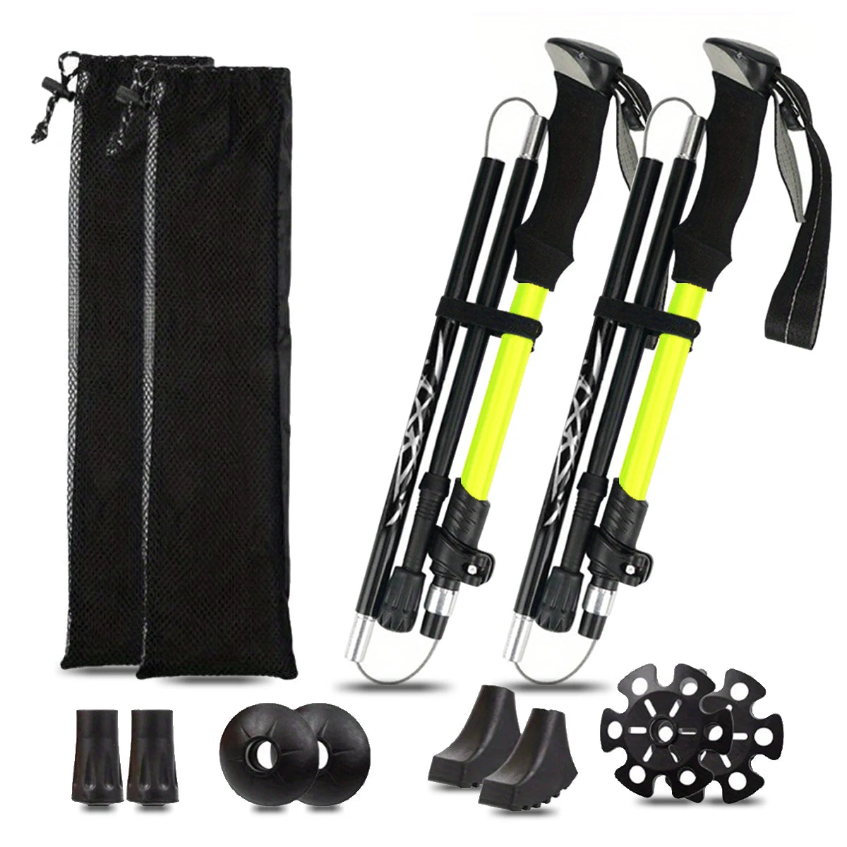 Ultralight Aluminum Alloy 5-Section Folding Trekking Pole—Ideal for Outdoor Hiking, Mountaineering, and Walking; Sturdy and Durable. - Macgyverzoutpost