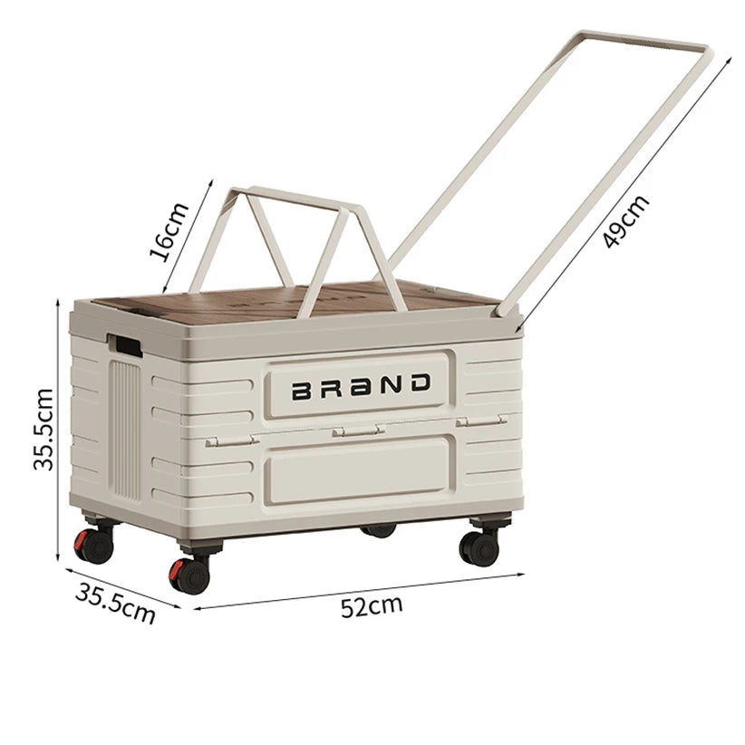 360° Rotating Foldable Storage Cart – Heavy-Duty Mobile Organizer with 4 Silent Wheels, Multi-Functional Camping - Macgyverzoutpost