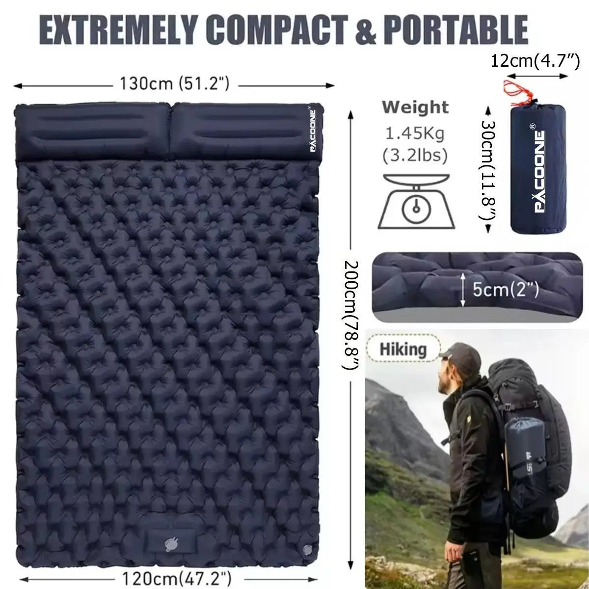 Foldable Outdoor Camping Inflatable Mattress - Warm, Ultra-Wide, Thick, Ultra-Light - Double-Use for Indoor Sleeping, Macgyverzoutpost