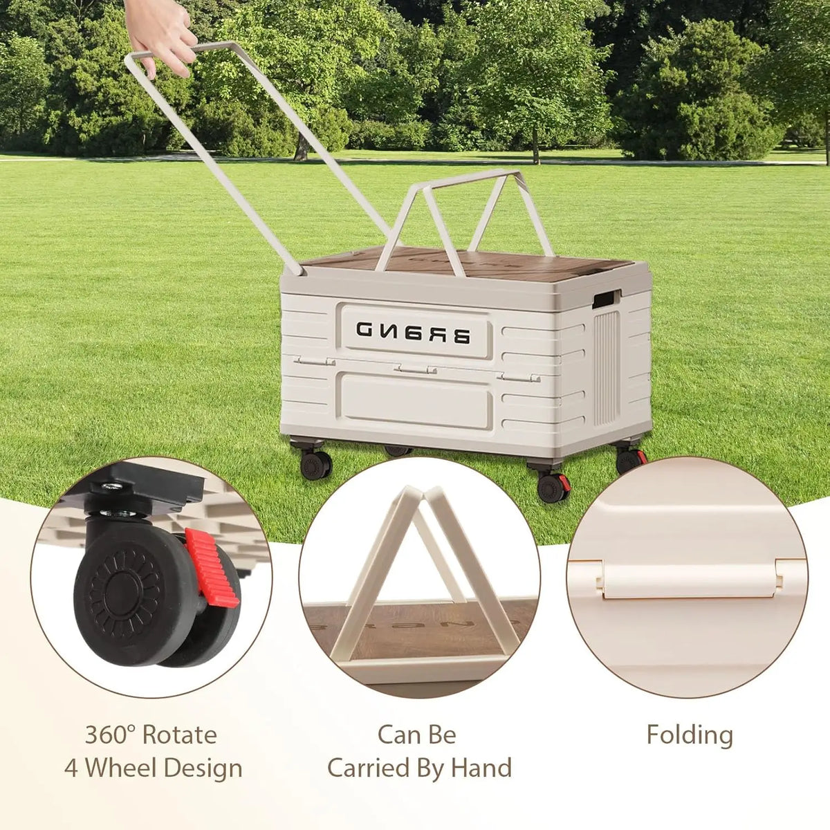 360° Rotating Foldable Storage Cart – Heavy-Duty Mobile Organizer with 4 Silent Wheels, Multi-Functional Camping - Macgyverzoutpost