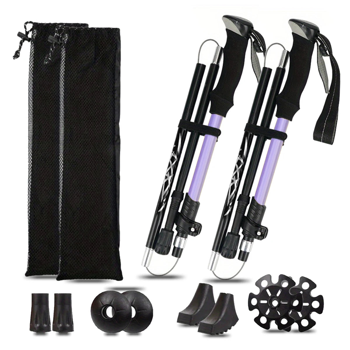 Ultralight Aluminum Alloy 5-Section Folding Trekking Pole—Ideal for Outdoor Hiking, Mountaineering, and Walking; Sturdy and Durable. - Macgyverzoutpost