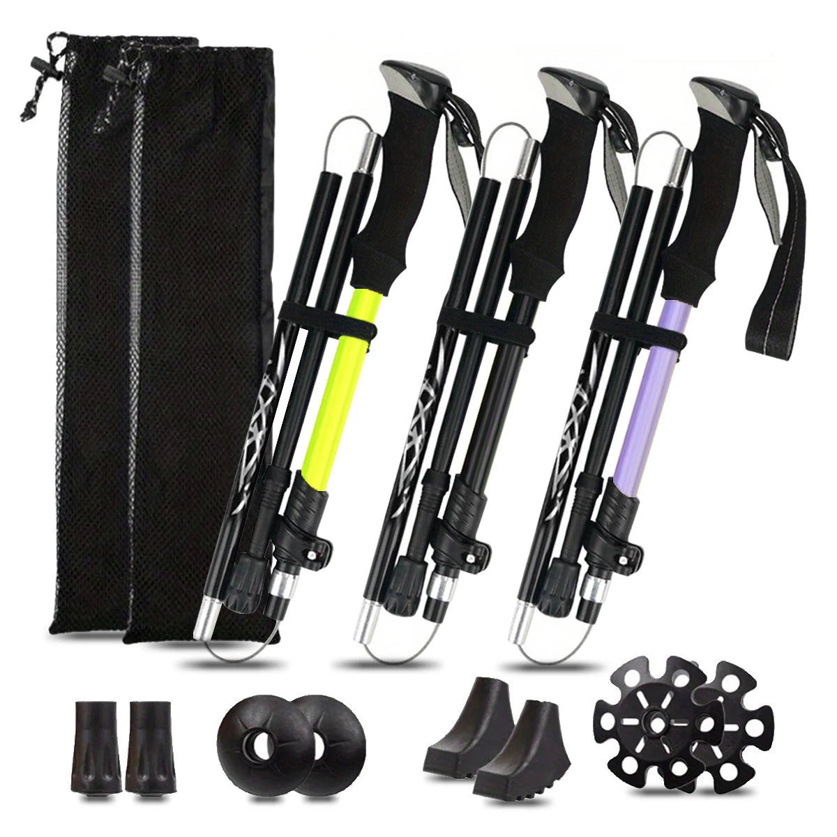 Ultralight Aluminum Alloy 5-Section Folding Trekking Pole—Ideal for Outdoor Hiking, Mountaineering, and Walking; Sturdy and Durable. - Macgyverzoutpost