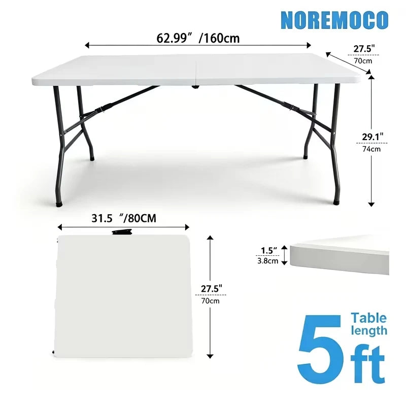 Folding Table,Portable Plastic Table with Carry Handle,Waterproof and Foldable Design,Multifunctional Furniture,Steel Frame with Safety Lock for Picnic,Party,Dining,Outdoor Indoor,Garden,Easy to Fold and Store
