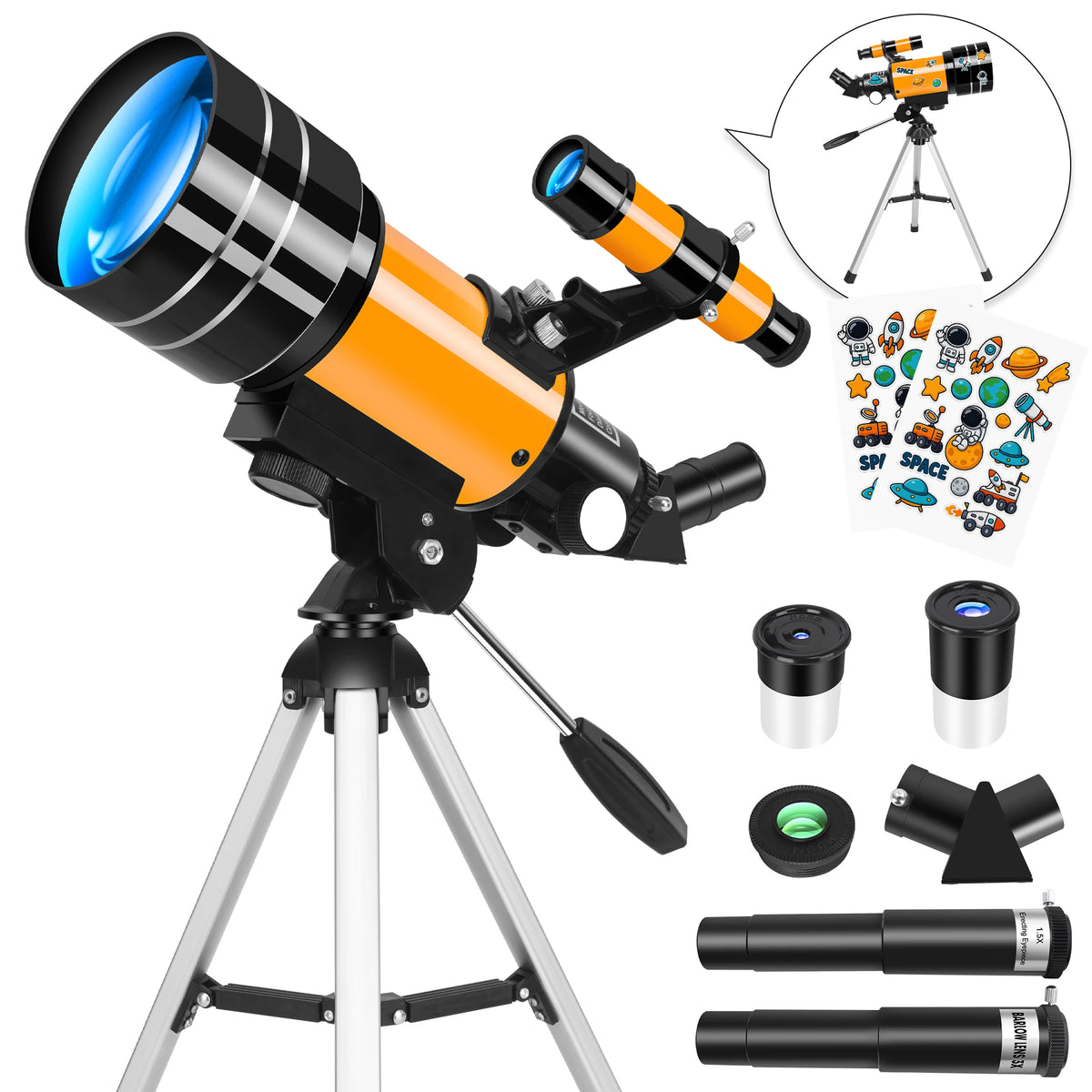 150X 70mm Astronomical Telescope for Adults Beginners Camping Nature Observation