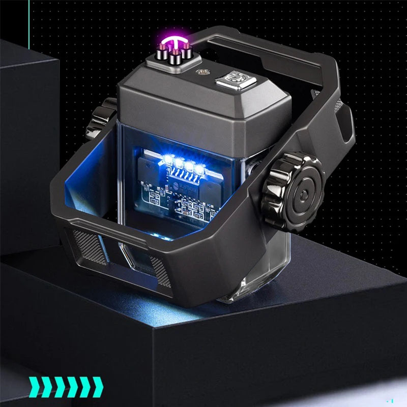 1 Piece of Men's Outdoor Lighter with Dual Electric Arcs, Rechargeable, with Battery Level Display, the Perfect Gift
