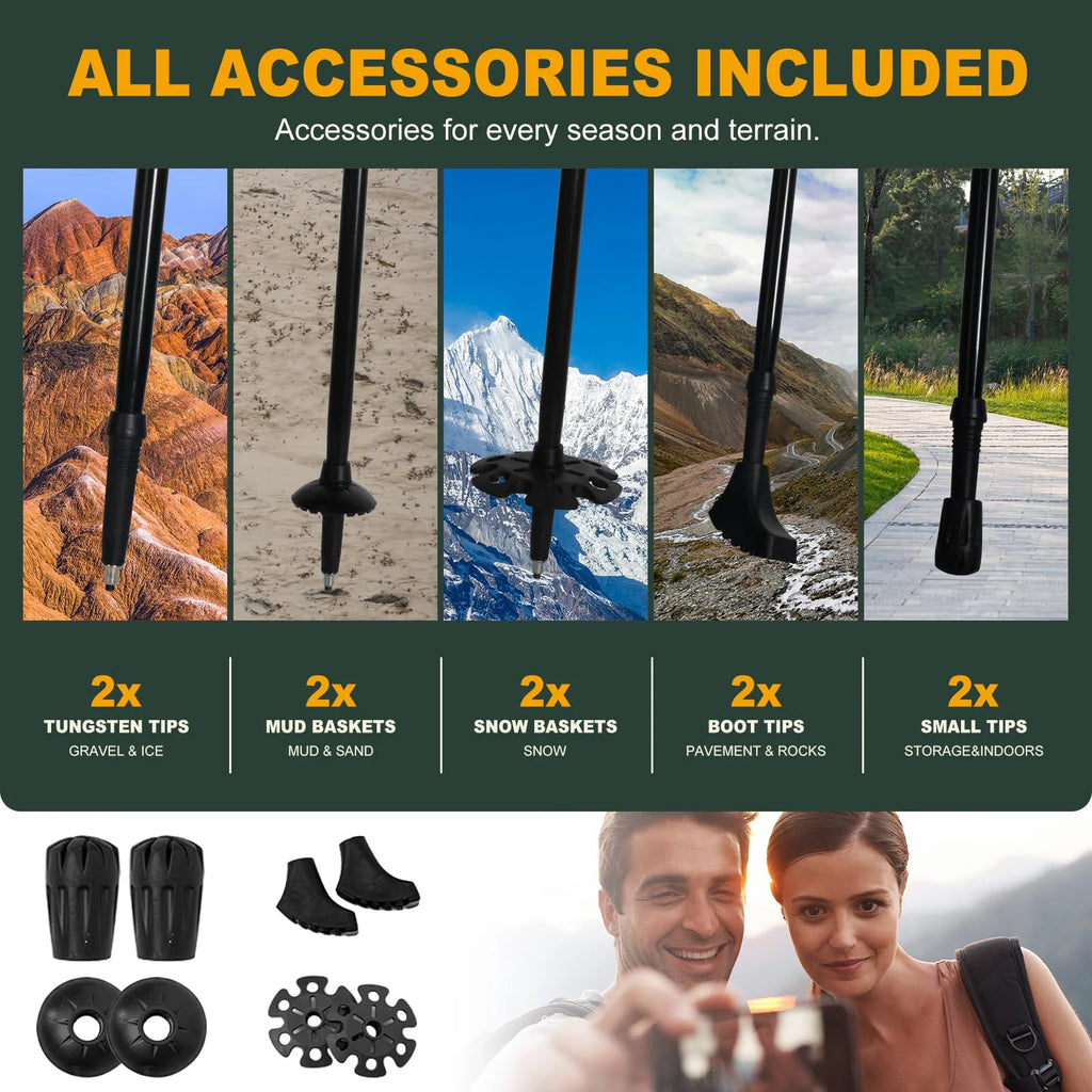 Ultralight Aluminum Alloy 5-Section Folding Trekking Pole—Ideal for Outdoor Hiking, Mountaineering, and Walking; Sturdy and Durable. - Macgyverzoutpost