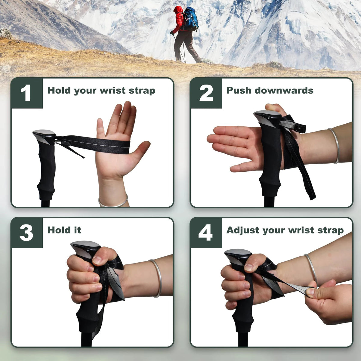 Ultralight Aluminum Alloy 5-Section Folding Trekking Pole—Ideal for Outdoor Hiking, Mountaineering, and Walking; Sturdy and Durable. - Macgyverzoutpost
