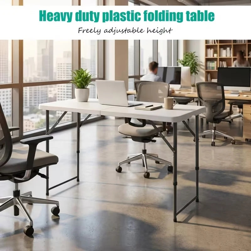 Folding Table,Portable Plastic Table with Carry Handle,Waterproof and Foldable Design,Multifunctional Furniture,Steel Frame with Safety Lock for Picnic,Party,Dining,Outdoor Indoor,Garden,Easy to Fold and Store