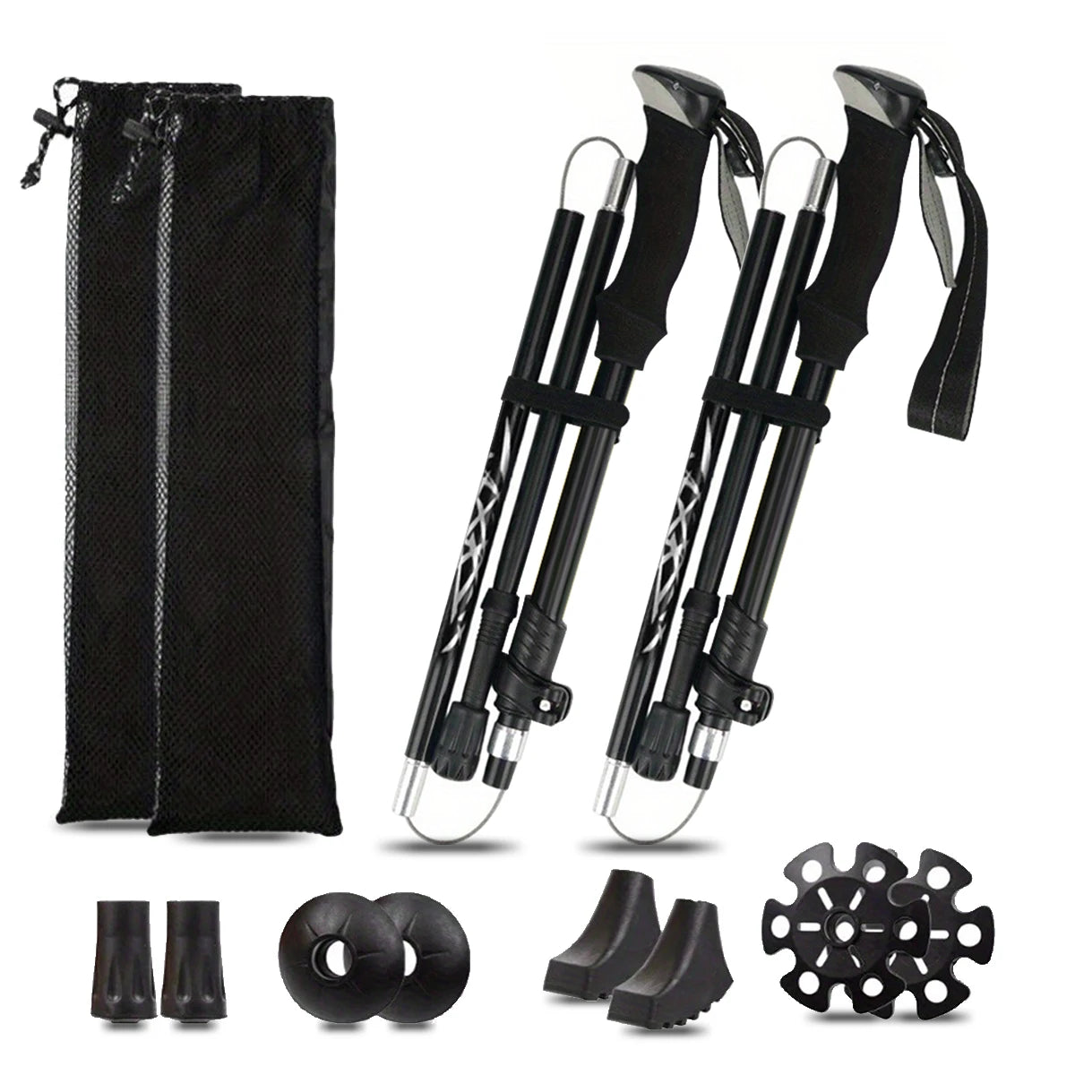 Ultralight Aluminum Alloy 5-Section Folding Trekking Pole—Ideal for Outdoor Hiking, Mountaineering, and Walking; Sturdy and Durable. - Macgyverzoutpost