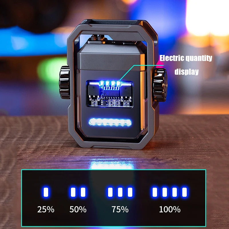 1 Piece of Men's Outdoor Lighter with Dual Electric Arcs, Rechargeable, with Battery Level Display, the Perfect Gift