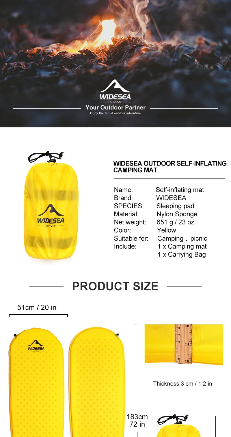 Widesea Camping Self-inflating Mattress Folding Inflatable Air Bed Beach Travel Mat Tourism Sleeping Pad Outdoor Hiking