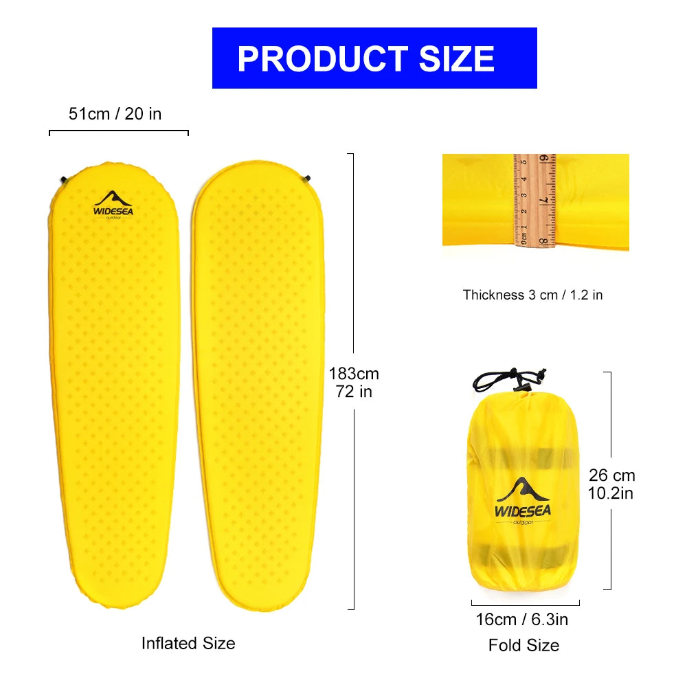 Widesea Camping Self-inflating Mattress Folding Inflatable Air Bed Beach Travel Mat Tourism Sleeping Pad Outdoor Hiking