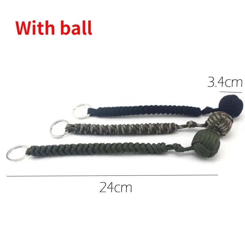 Outdoor Security Protection Black Monkey Fist Steel Ball for  Self Defense Lanyard Survival Key Chain
