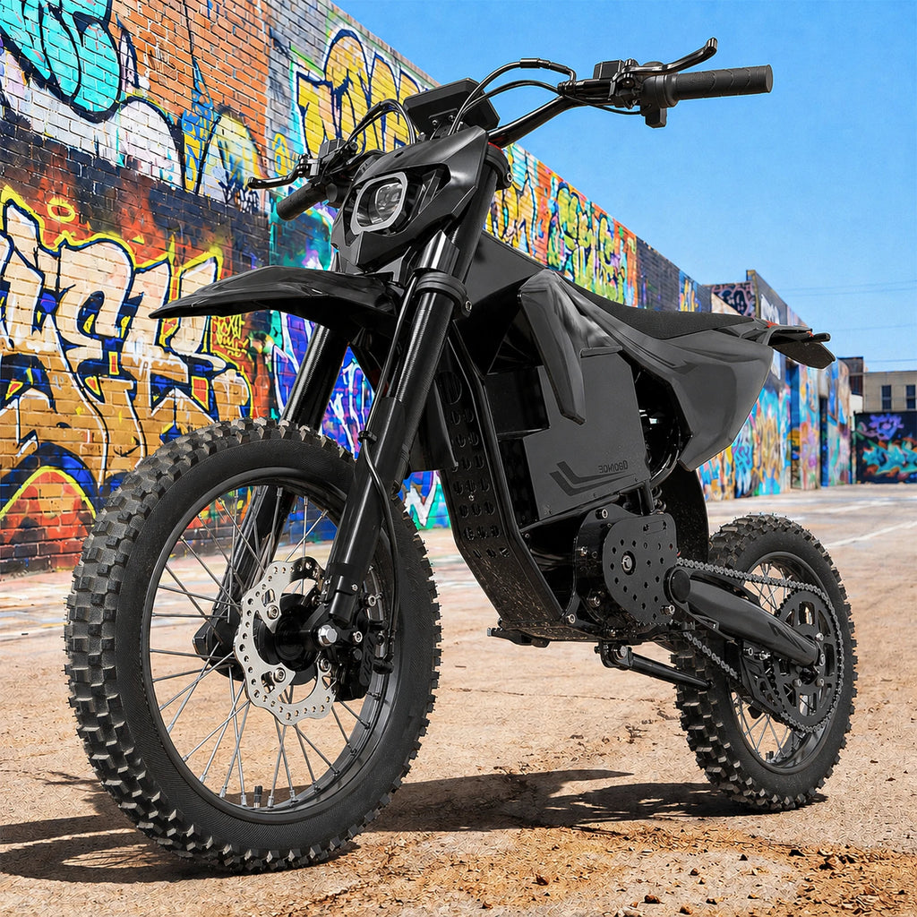 QRONGE X1 Spark L Electric Dirt Bike, 4500W Peak Electric Bicycle, 60V 28.8Ah Up to 50MPH & 60 Miles Electric Motorcycle, Full Suspension 17"/14" Off-Road Tires, 1-Year Warranty, Macgyverzoutpost
