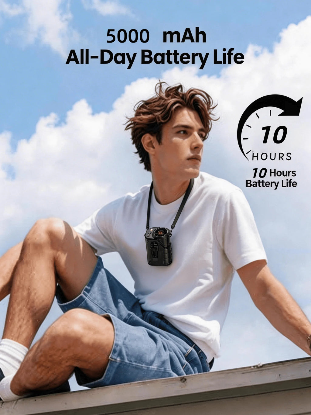 2026 New Waist Portable Fan,Handheld Neck Mini Desktop Fan,Emergency Power Bank Function,5000mAh 10H Long Lasting,100 Speed Adjustable,LED Flashlight&SOS Light,Type-C Rechargeable Ultra Quiet Fan - Macgyverzoutpost
