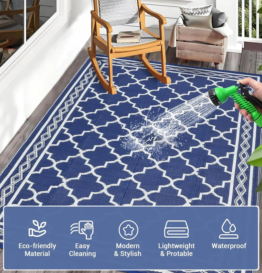 10x20 Outdoor Rug – Waterproof Foldable Reversible Plastic Straw Carpet, Large Area Mat for RV,
