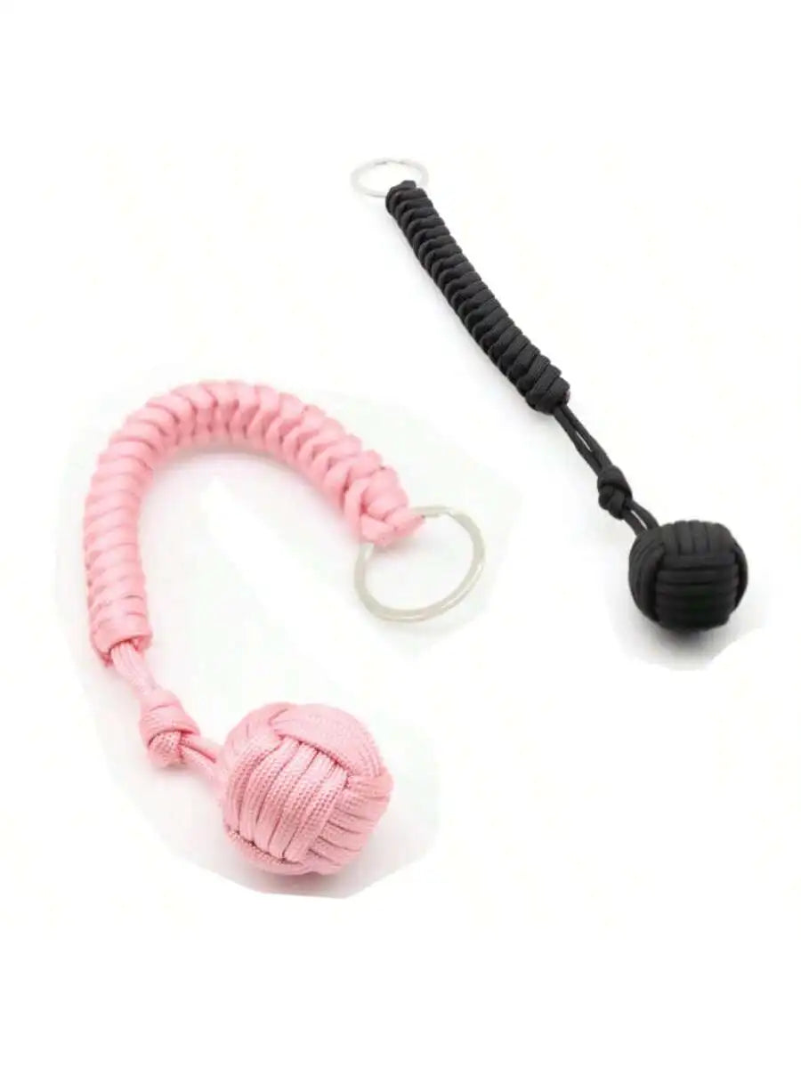 Outdoor Security Protection Black Monkey Fist Steel Ball for  Self Defense Lanyard Survival Key Chain