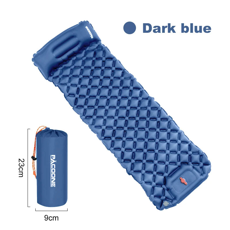 PACOONE Outdoor Sleeping Pad Camping Inflatable Mattress Built-in Pump Ultralight Air Cushion Travel Mat With Headrest For Travel - Macgyverzoutpost