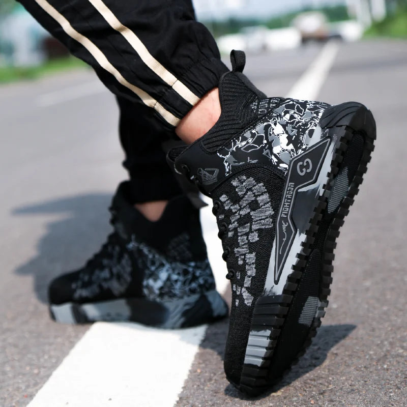 Breathable Camo Men Indestructible Steel Toe Construction Work Boots Anti-smash Stab-resistant Safety Shoes Biker