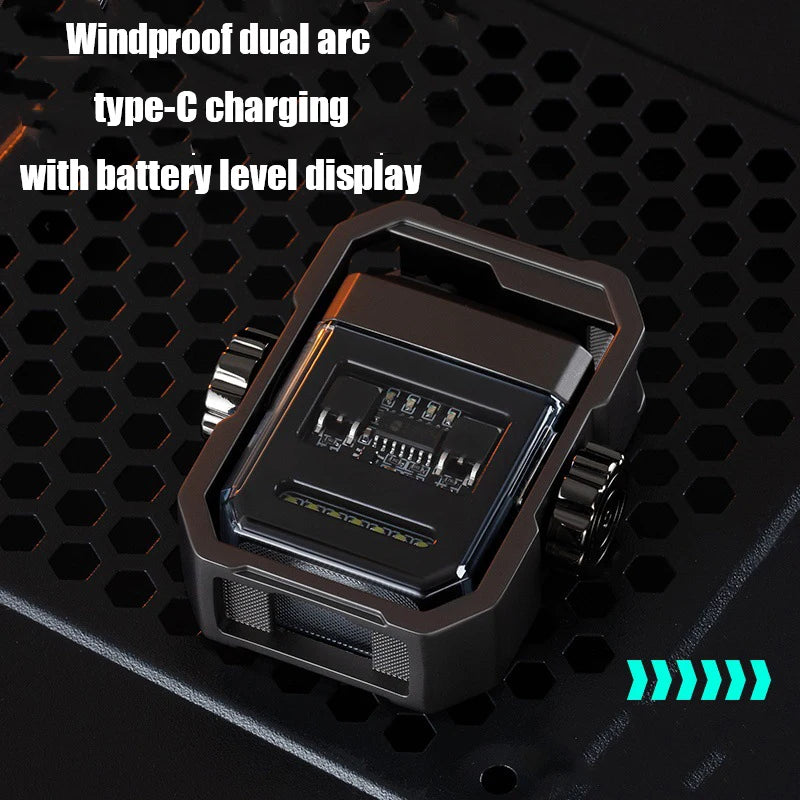 1 Piece of Men's Outdoor Lighter with Dual Electric Arcs, Rechargeable, with Battery Level Display, the Perfect Gift