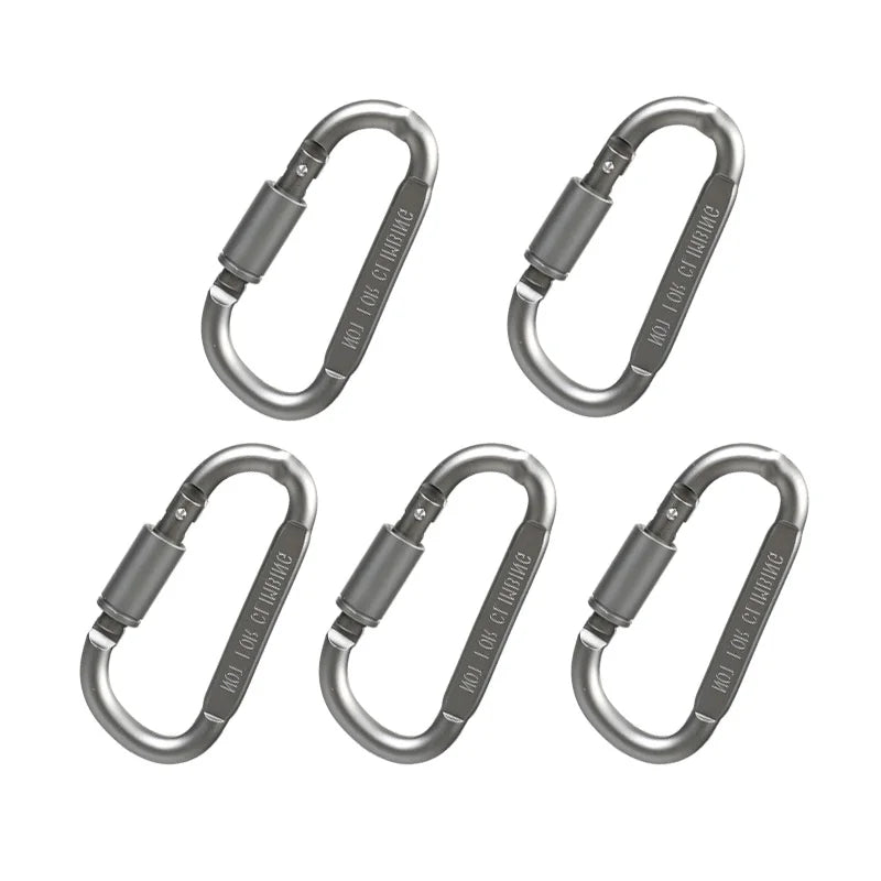 5PCS Carabiner Clip Set Aluminium Alloy Tourist Hooks Fishing Carbin Buckle Caribiner Key Holder Keychain Camping Karabiners