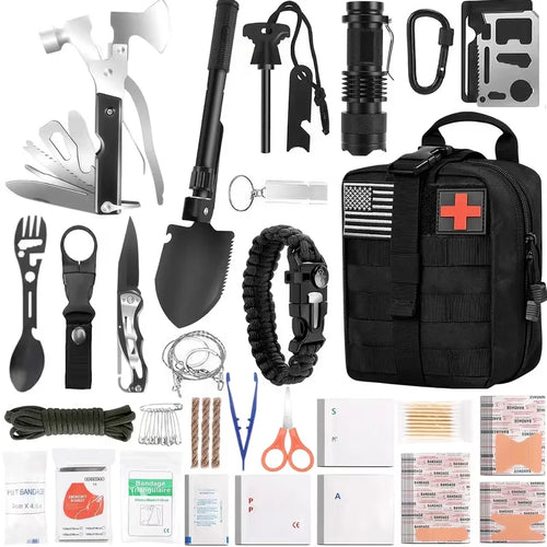 142-Piece Professional Survival And First Aid Kit with Carry Bag Ideal for Camping and Outdoor Adventure Lovers - Macgyverzoutpost