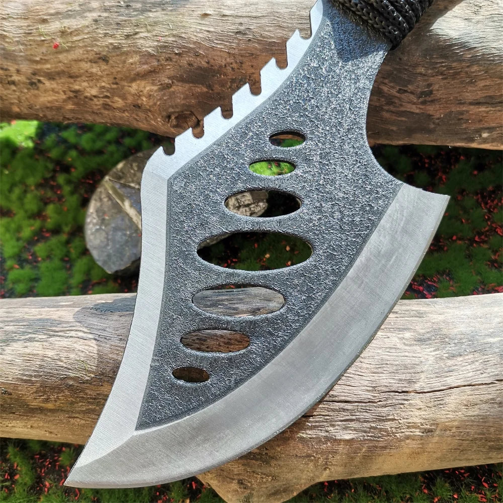 Stainless Steel Survival Hunting Tomahawk Axe - Lightweight Camping Hand Fire Axe with Paracord Handle and Nylon Sheath