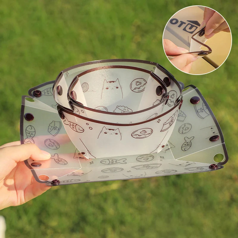 Folding Camping Tableware Outdoor Portable Folding Lightweight Bowl Dinner Plate Water Cup Multi-purpose - Macgyverzoutpost