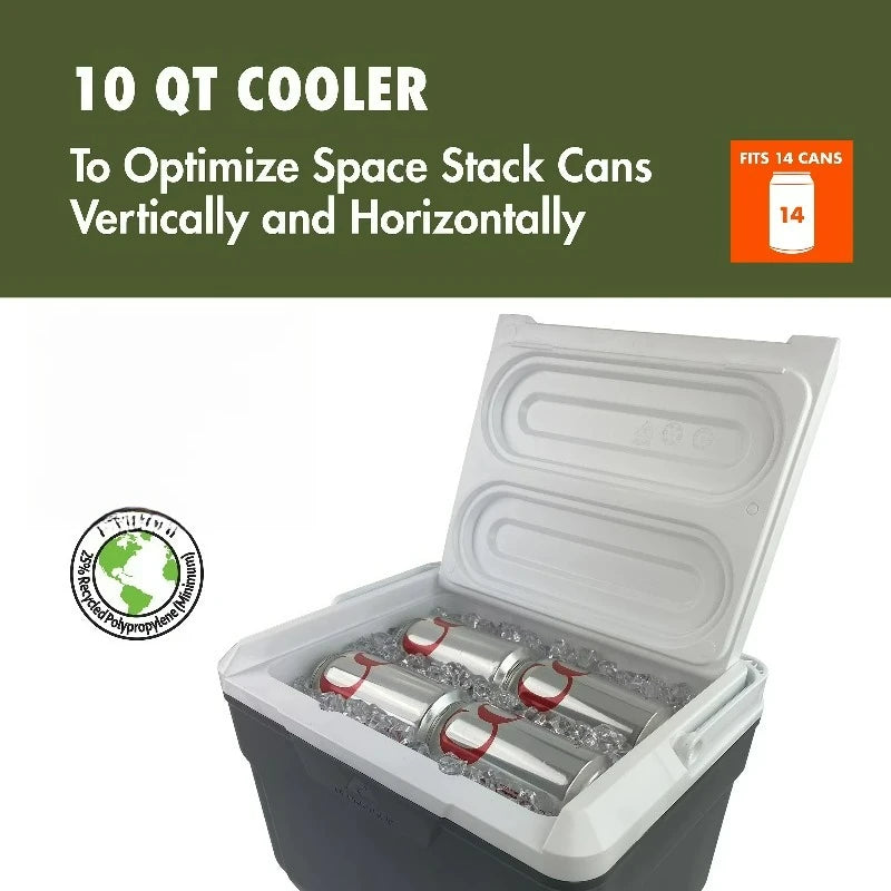 10 qt 14-Can Hard-Sided Cooler, Gray
