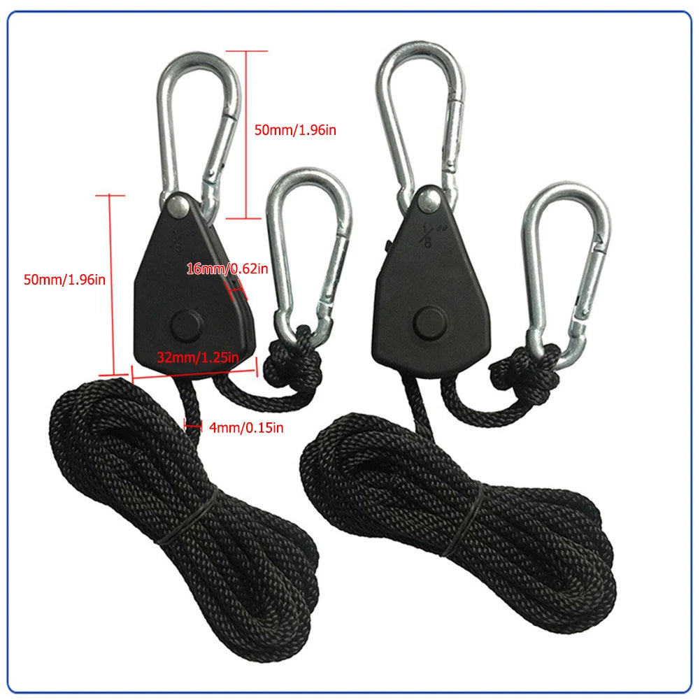 1-16pcs 2m Camping Tent Rope Tensioners Lanyard Hanging Awning Tensioners Ratchet Hanger Pulley Lifting Pulley Hook