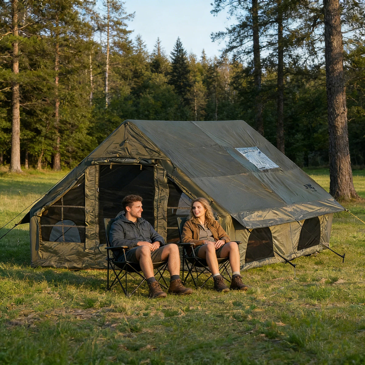 PAKICETUS Large Luxury Inflatable Glamping Tent with Manual Hand Pump, Easy Setup 4 Season Anti-Snow Spacious Family Shelter, Weatherproof Air Tent - Macgyverzoutpost