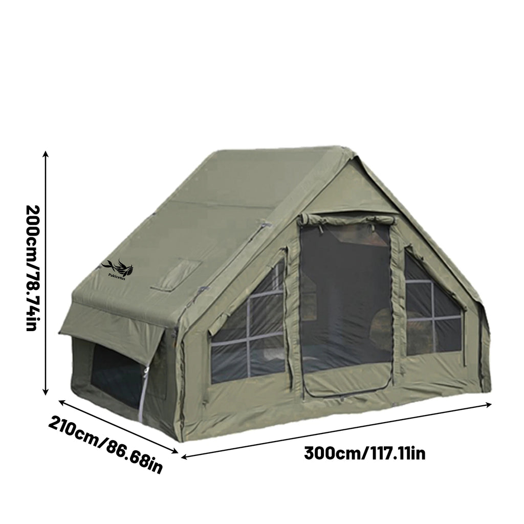 Inflatable Camping Tent for 4-8 People- Quick SetupBlow-Up Tent, 4-Season Versatile, Waterproof PortableOutdoor Tent with Stove outlet
