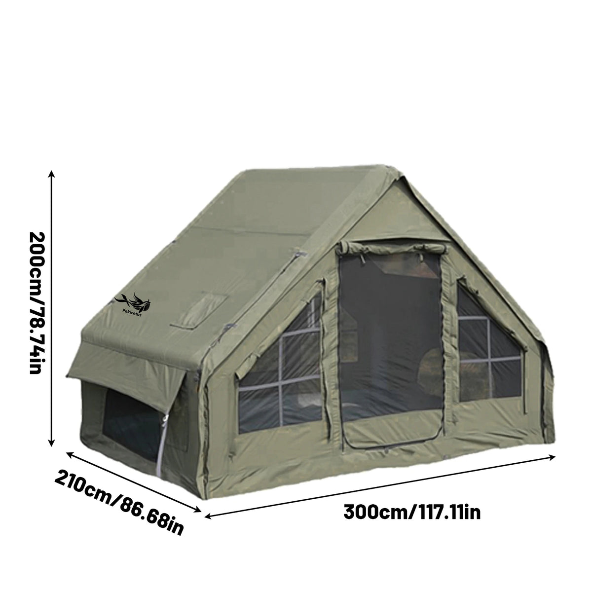 Inflatable Camping Tent for 4-8 People- Quick SetupBlow-Up Tent, 4-Season Versatile, Waterproof PortableOutdoor Tent with Stove outlet