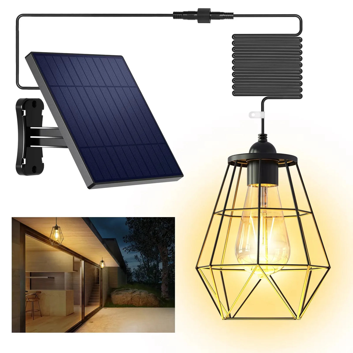 Intelamp 4000mah Solar Pendant Lights Indoor & Outdoor Bright Waterproof Solar Shed Lights