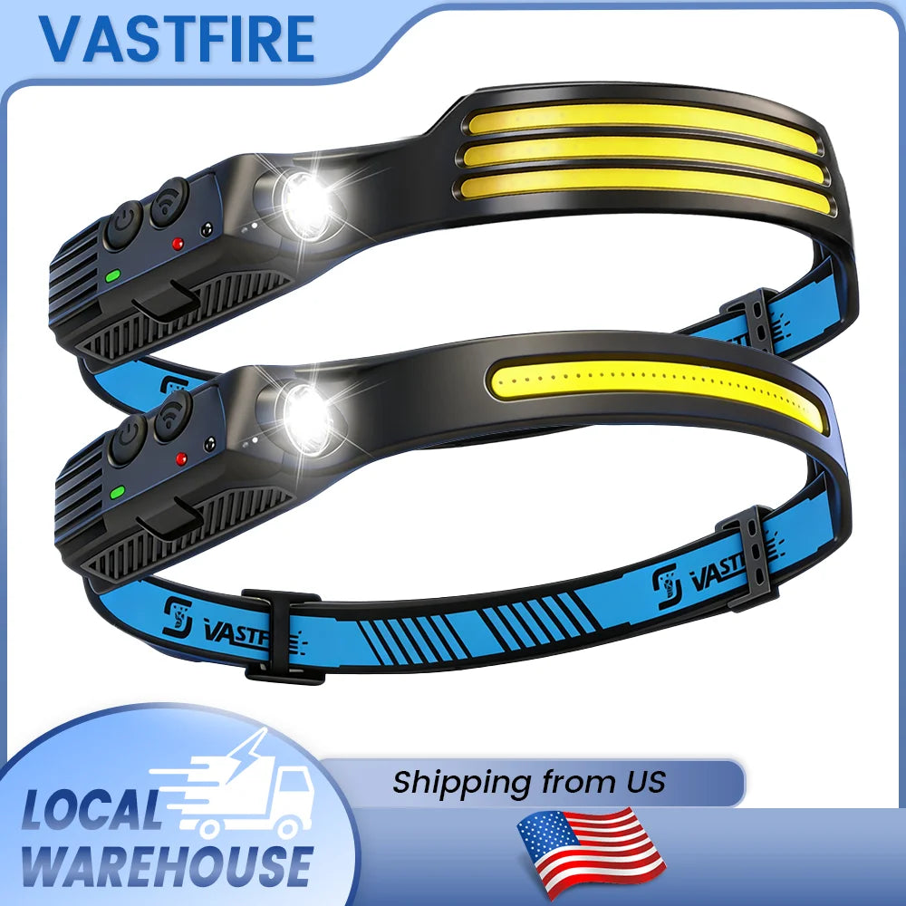 1000mAh COB LED Headlamp Induction Head Lamp Built-in Battery USB Rechargeable Head Flashlight Outdoor Camping Fishing Sensor Headlight - Macgyverzoutpost