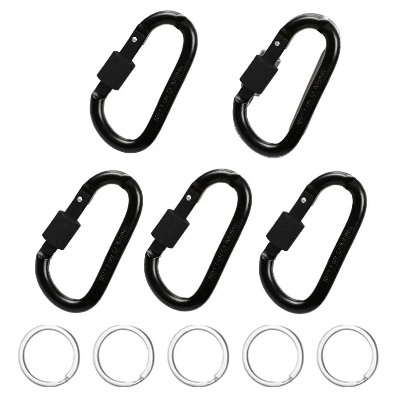 5PCS Carabiner Clip Set Aluminium Alloy Tourist Hooks Fishing Carbin Buckle Caribiner Key Holder Keychain Camping Karabiners