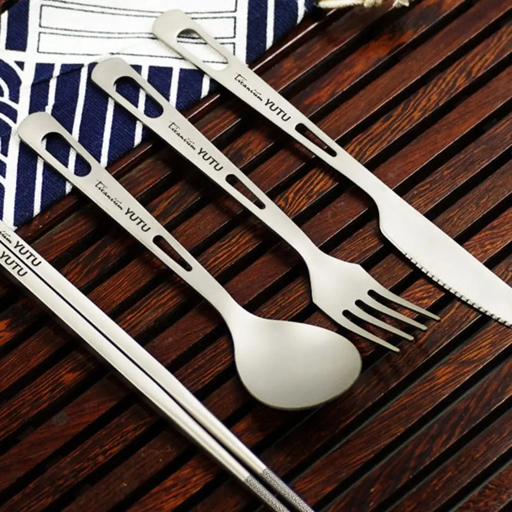 Portable Outdoor Dinnerware Sets Ultralight Travelling Knife Fork Spoon Chopstick Titanium Tableware Flatware Set Camping - Macgyverzoutpost