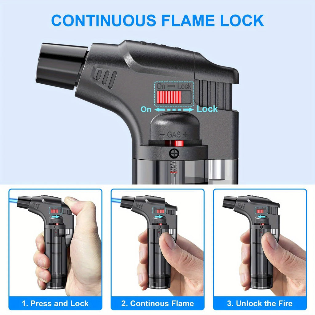 4PCS Butane Torch Lighter Portable Windproof Jet Flame Lighter for Outdoor Camping Barbecue Fireplace Candles Cooking