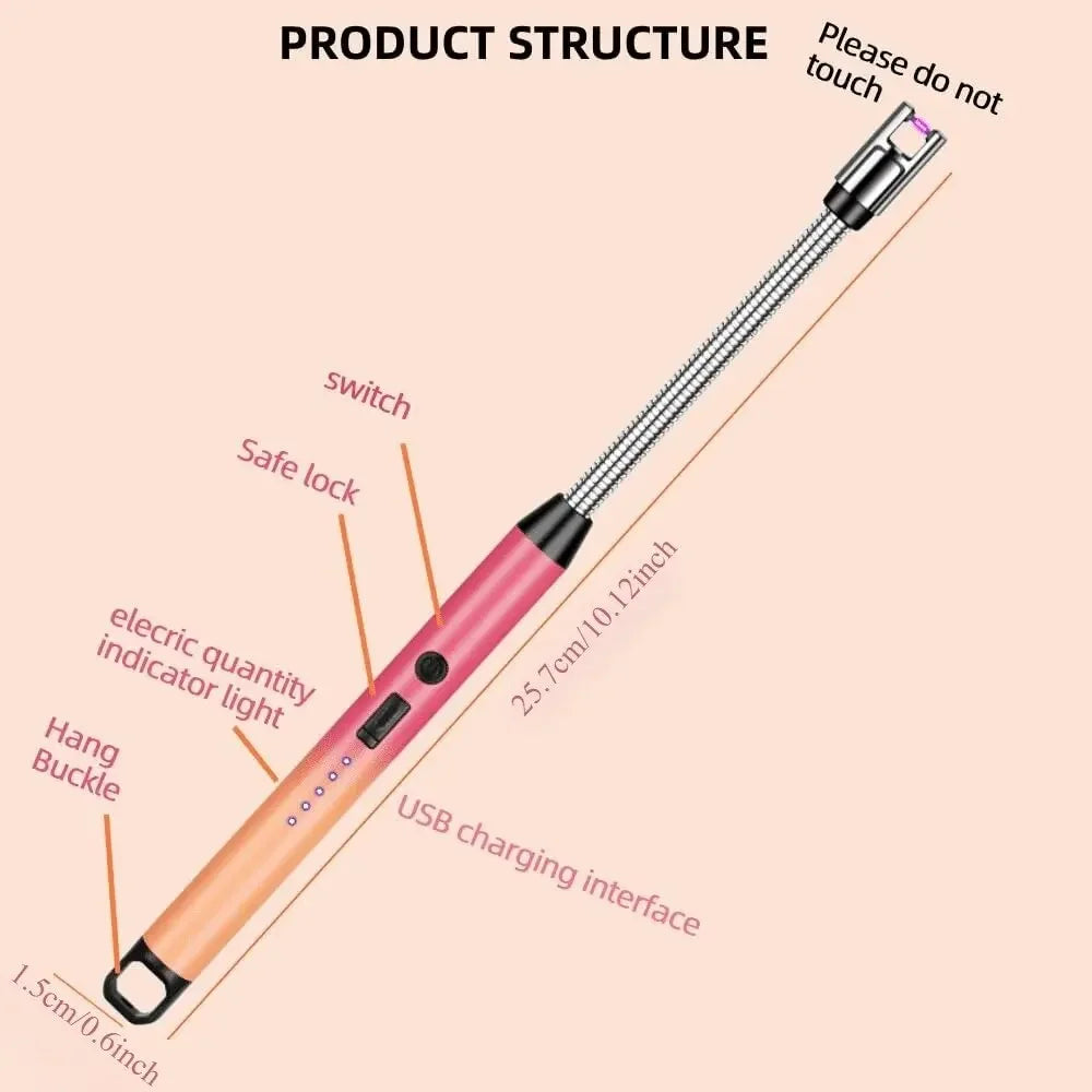 3PCS/Set USB Rechargeable Electric Lighter LED Display 360 Degree Rotation Windproof Lighters for Smokers Kitchen BBQ Candle Use