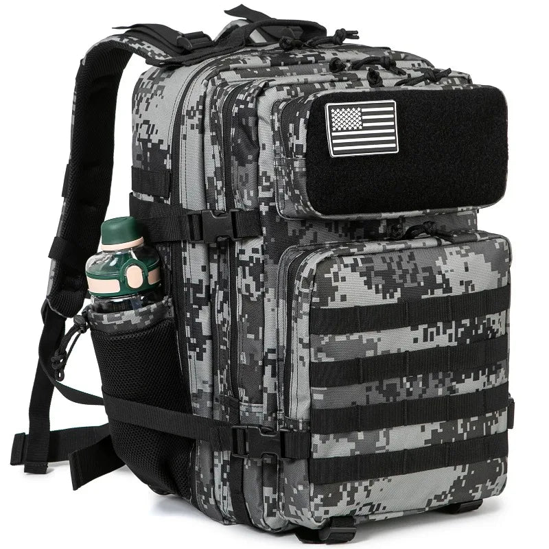 Men 45L Molle Tactical Rucksack, Outdoor Hiking Survival Backpack, EDC Gym Hunting Bag With Water Bottle Holder - Macgyverzoutpost