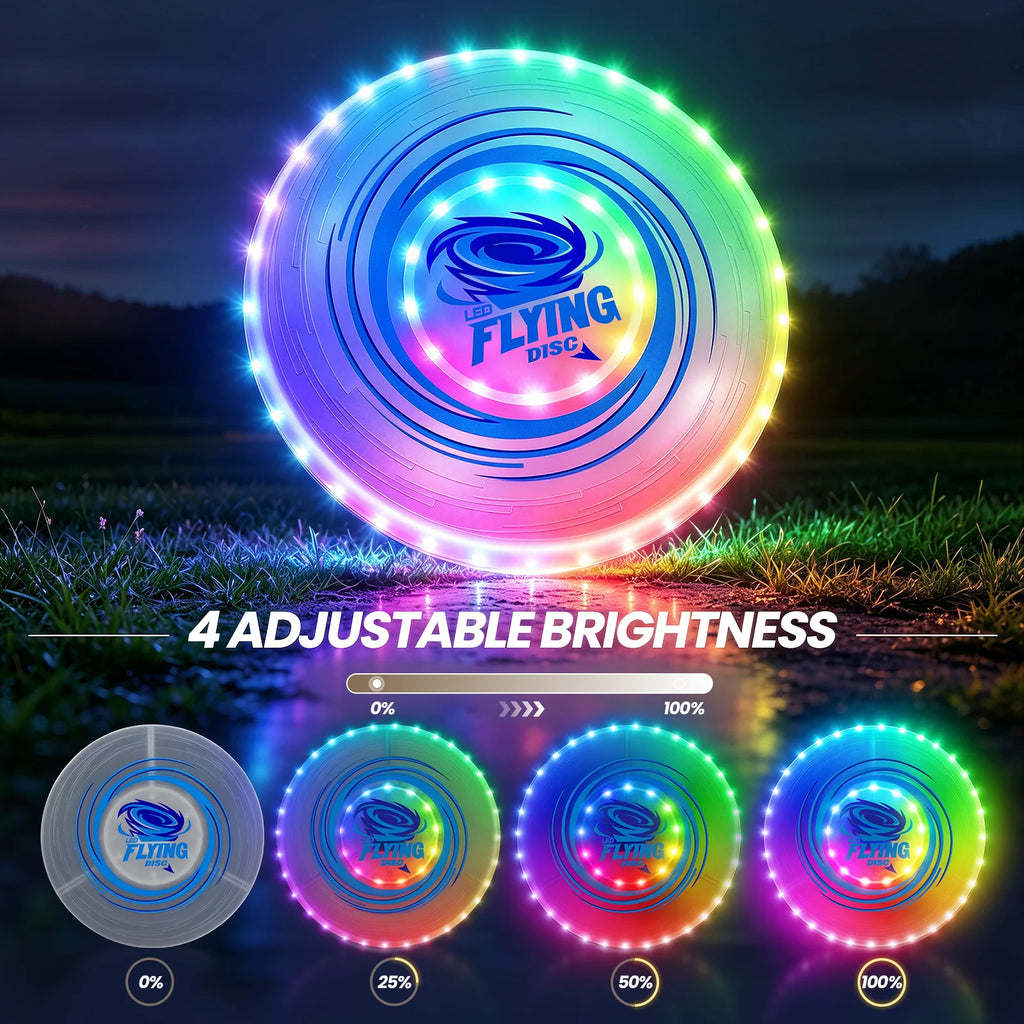 2 Pack Rechargeable Glow-in-the-Dark Flying Discs with 45 LEDs 14 Lighting Modes Easter Basket Stuffers Camping Toys for Kids Teens Adults Birthday Halloween Christmas Gift