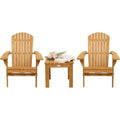 Adirondack Chair Set of 2 with Table, Outdoor Patio Lounge Chairs, Durable Wood, Suitable for Lawn, Beach, or Balcony