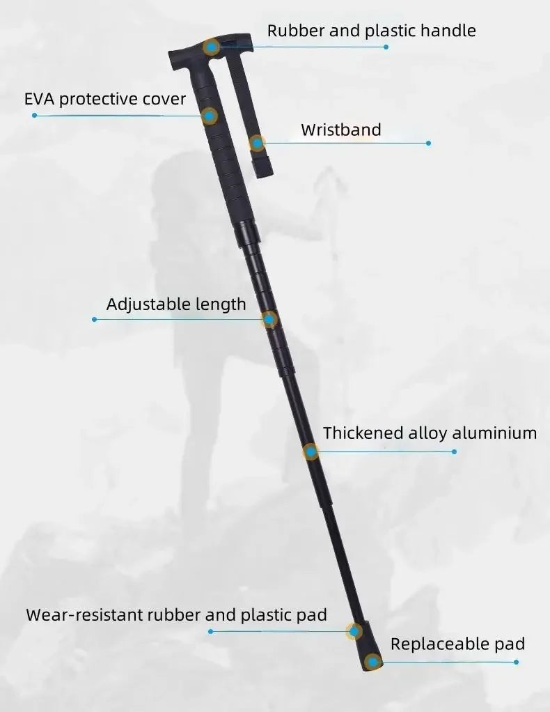 New Adjustable Self Defense Stick Hiking Poles Retractable Crutch Safety Cane Self Defense Stick Expandable Self Defense Batons