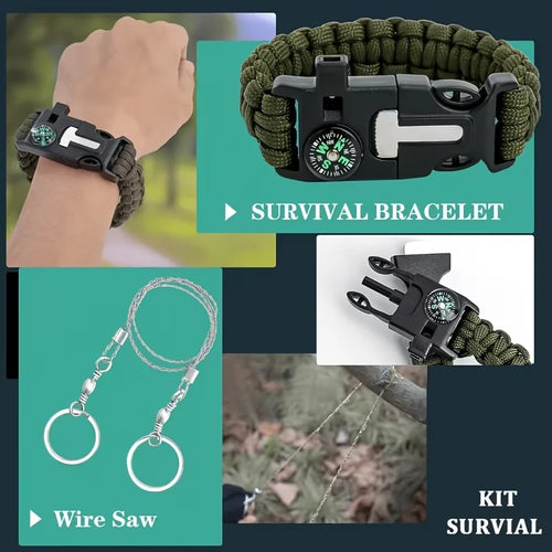 142-Piece Emergency Survival Kit with MOLLE Pocket Essential Gear for Camping Hunting Gardening Outdoor Adventure Creative Gift