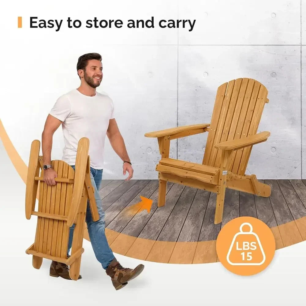 Set of 4 Wooden Outdoor Adirondack Chairs, Ideal for Patio, BBQ, Porch, Yard, and Pool Side