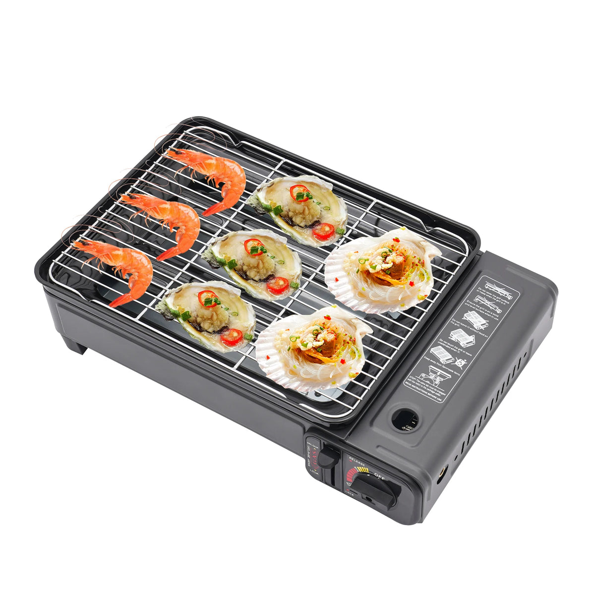 Portable Dual Fuel Gas Grill Stove Piezo Ignition Overpressure Protection 3.2kg Outdoor Camping BBQ Grill with Full Accessories