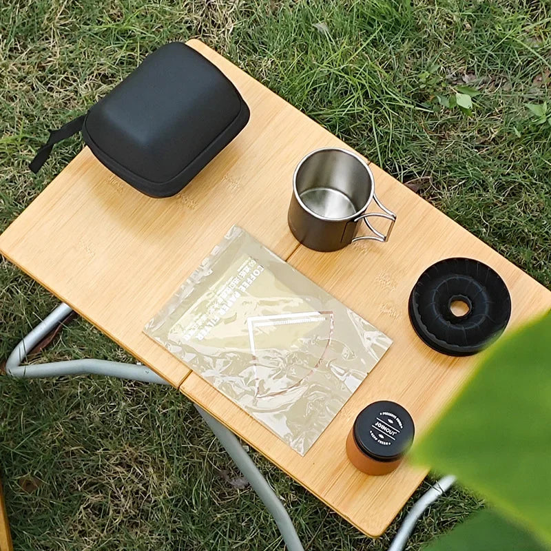 Travelling Hand Brewed Coffee Set,Outdoor Car Carrying Camping Portable Silicone Filter Mug,Entry Level Coffee Utensils