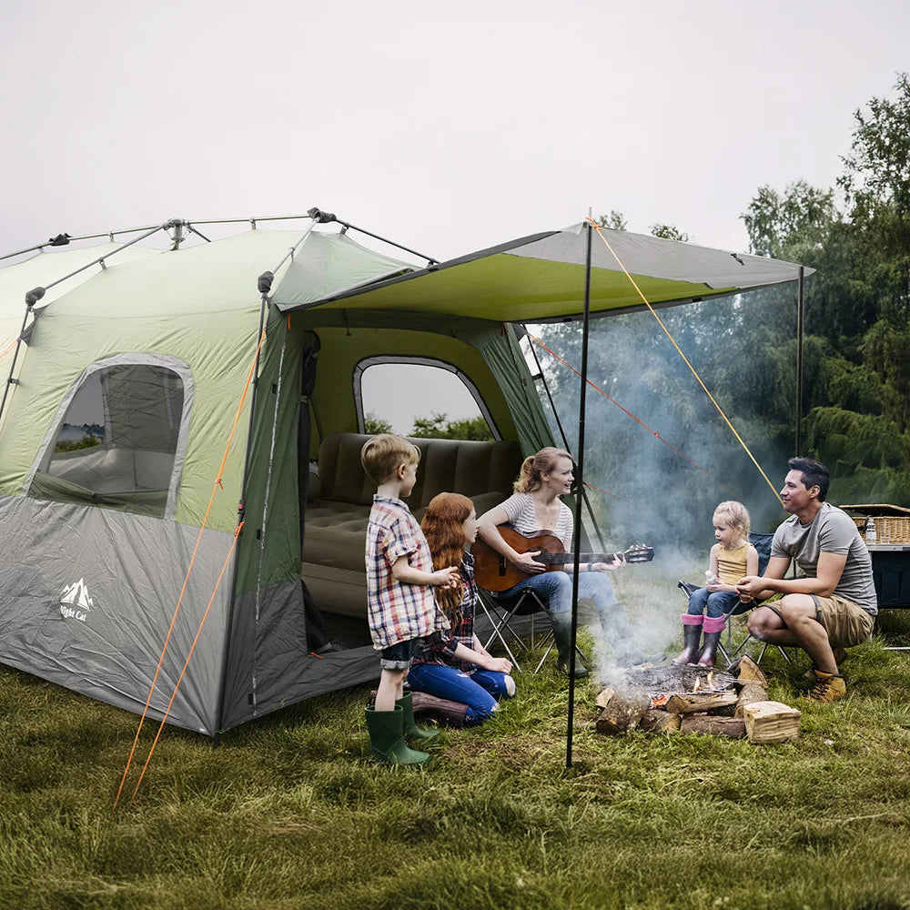 Night Cat 8 Persons Camping Tent: Large Waterproof Instant Cabin Hot Tent with Canopy and Stove Jack for Family Glamping Camping Hiking Picnic - Macgyverzoutpost