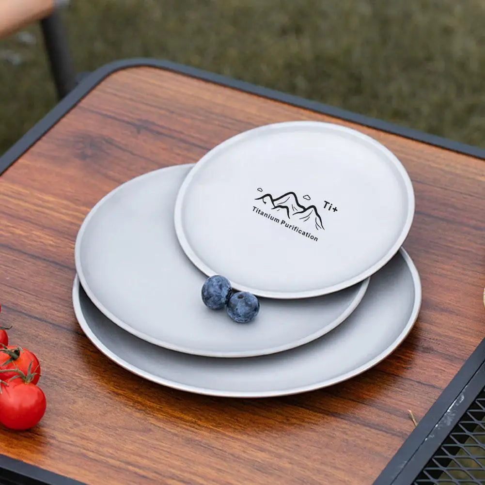 Camping Ultra Lightweight Titanium Camping Plate | Stackable Outdoor Dining Tableware | For Backpacking Hiking Picnic Barbecue - Macgyverzoutpost